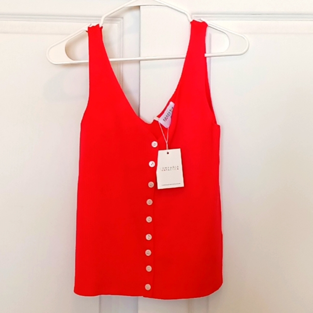 Women's button down sweater vest, coral, size small, v neck, brand new with tags